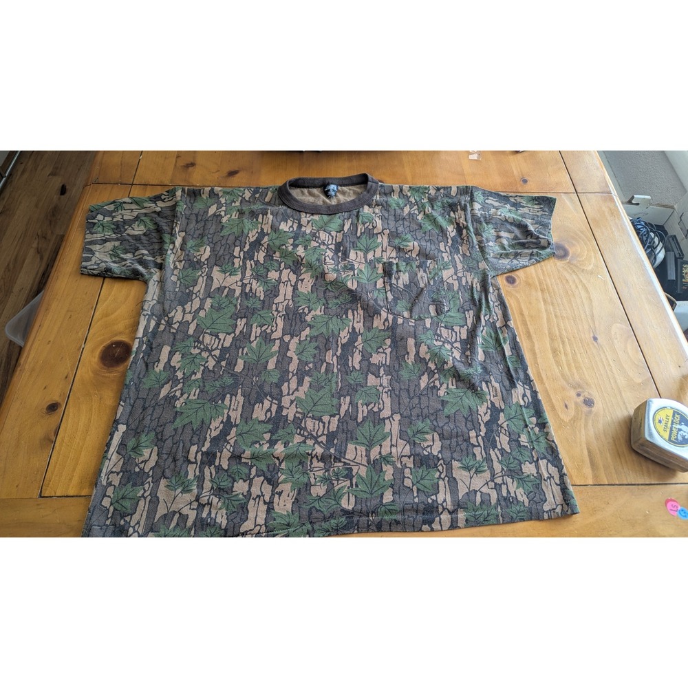 Vintage Ace Sportswear Trebark Camo Pocket T-Shirt Mens XL Made in USA
